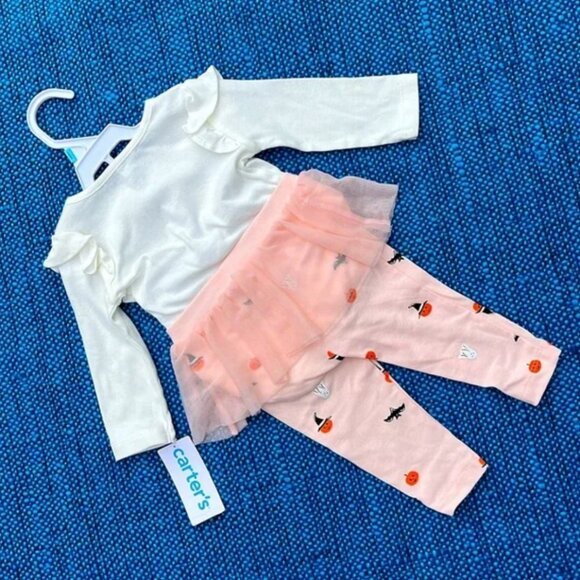 🎃HALLOWEEN CLEAROUT!👻 NWT Halloween 2-pc outfit w/ tutu from Carter's, size 6 mo - Picture 2 of 9